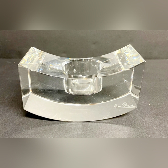 Vintage Rosenthal concave glass candle holder 1970's Art Deco - Picture 6 of 6